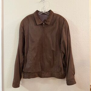 Remy brown suede full zip bomber jacket